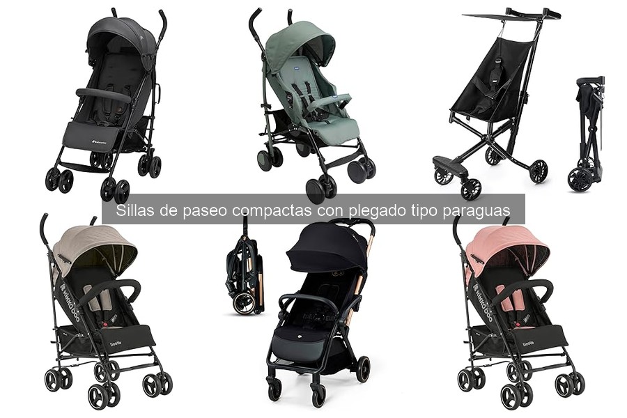 Silla de paseo compacta con plegado tipo paraguas: características